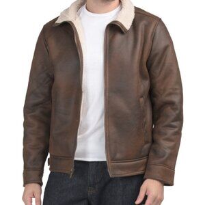 NEW RAINFOREST Faux Sherling Lined And Faux Nubuk Aviator Jacket 1025 5m3